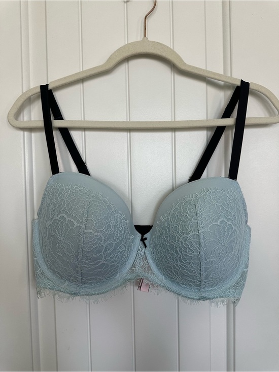 Victoria's Secret Other - Victoria Secret Lace Balconette Bra in Light Blue with Black Straps